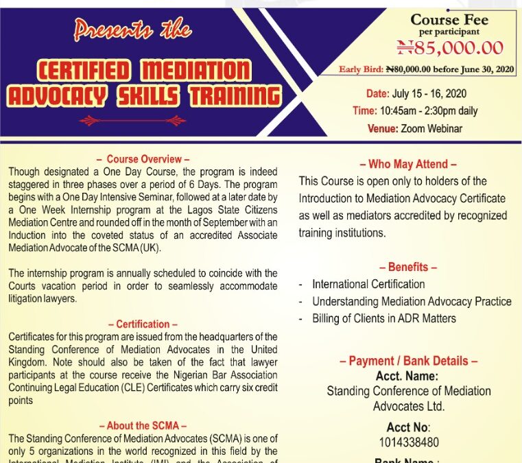 Certified Mediation Advocacy Skills Training